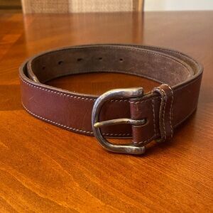 Eddie Bauer LARGE Men’s Leather Belt Brown Brass